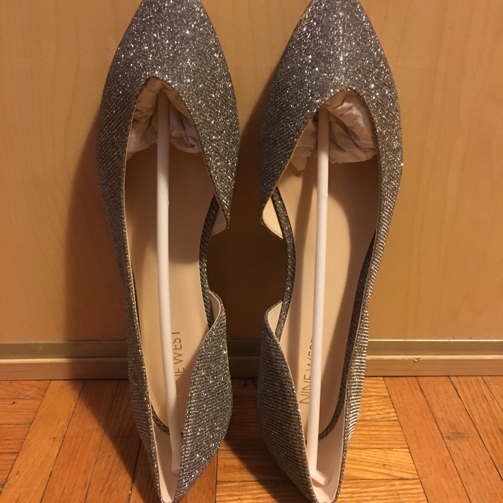 Nine West Sparkle Silver Flats